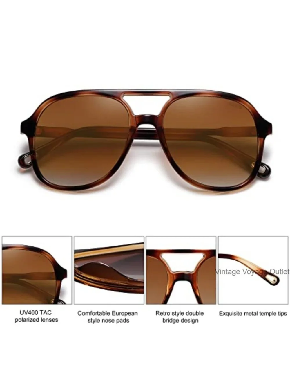 Retro Polarized Aviator Sunglasses with UV400 Protection